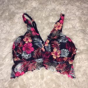 Pink lace floral sports bra🌺